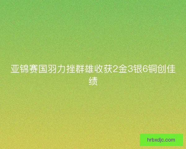 亚锦赛国羽力挫群雄收获2金3银6铜创佳绩